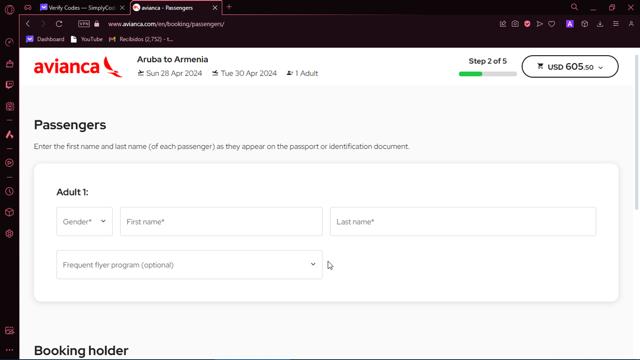 Avianca checkout page showing Avianca promo code box | Screenshot taken by SimplyCodes community member on Apr 14, 2024