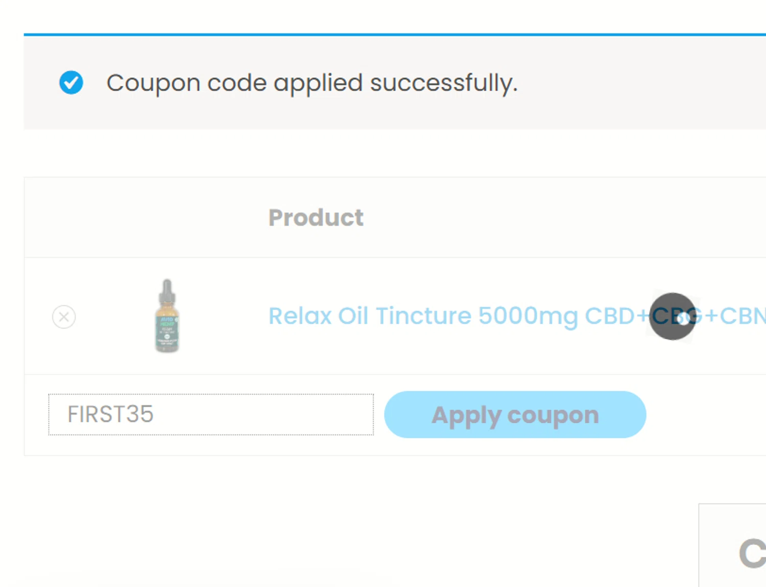 Avid Hemp checkout page showing Avid Hemp coupon code box | Screenshot taken by SimplyCodes community member on Dec 15, 2025