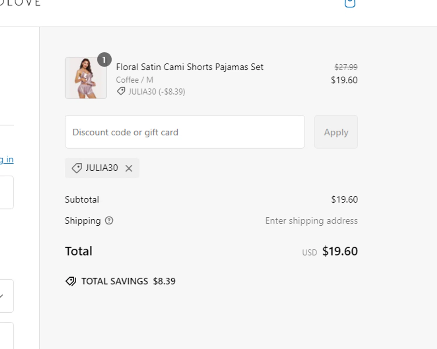 Avidlove discount code screenshot showing code JULIA30 applied at Avidlove checkout page. Uploaded by SimplyCodes community member ELREAL77 on Feb 12, 2025