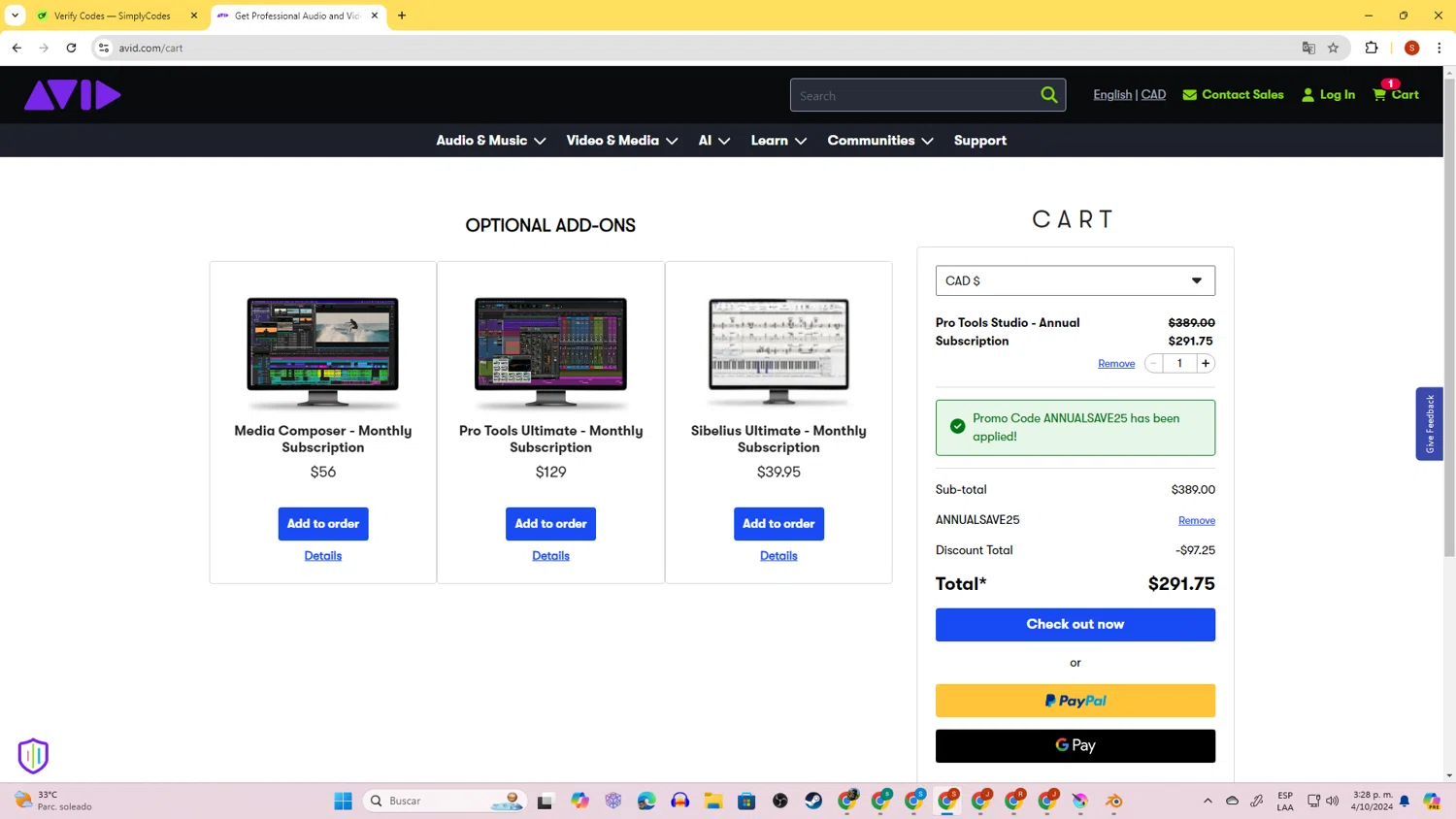 where to use Sibelius promo code box