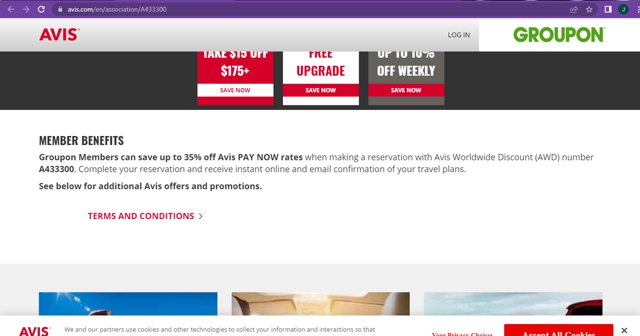 Avis checkout page showing Avis coupon code box | Screenshot taken by SimplyCodes community member on Oct 8, 2024