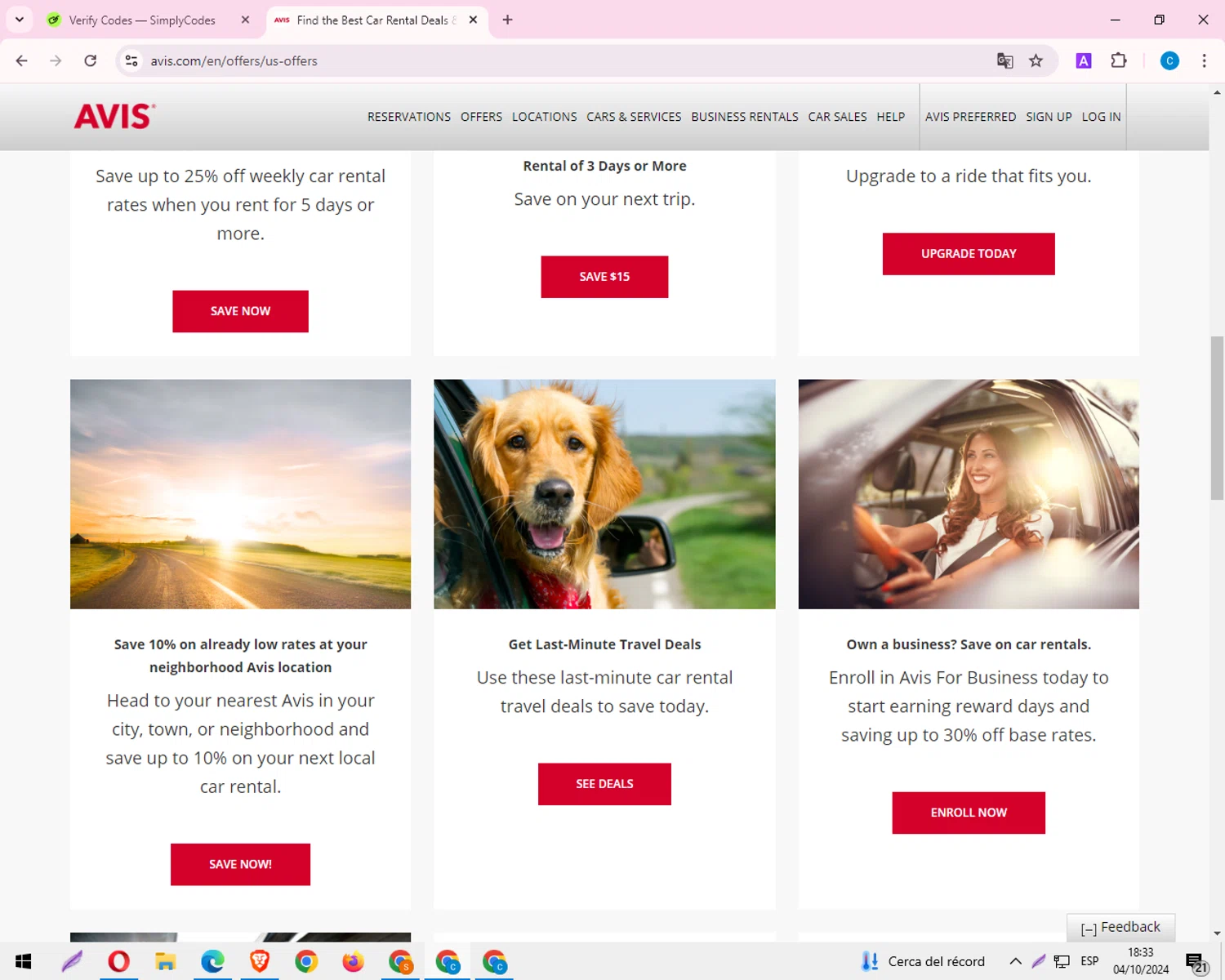Avis checkout page showing Avis coupon code box | Screenshot taken by SimplyCodes community member on Oct 4, 2024
