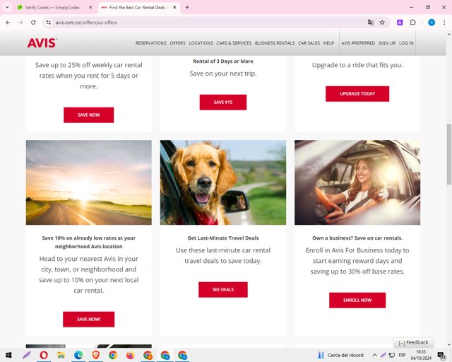 Avis checkout page showing Avis coupon code box | Screenshot taken by SimplyCodes community member on Oct 4, 2024