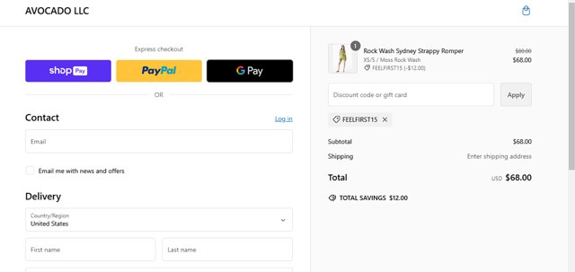 Avocado checkout page showing Avocado discount code box | Screenshot taken by SimplyCodes community member on Dec 9, 2024