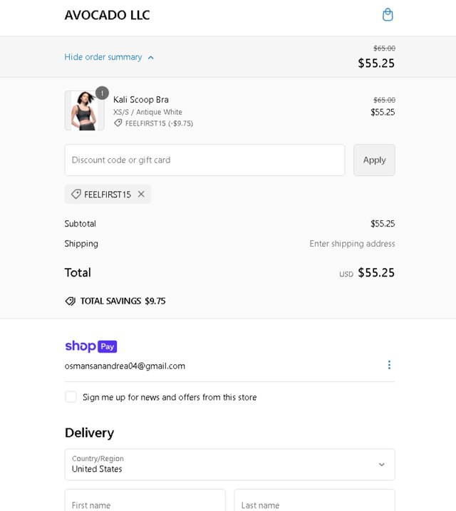 Avocado checkout page showing Avocado discount code box | Screenshot taken by SimplyCodes community member on Nov 30, 2024
