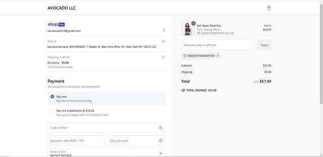 Avocado checkout page showing Avocado discount code box | Screenshot taken by SimplyCodes community member on Dec 3, 2024