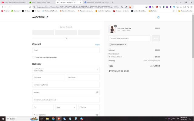 Avocado checkout page showing Avocado discount code box | Screenshot taken by SimplyCodes community member on Nov 30, 2024