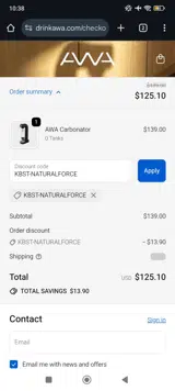 KBST-NATURALFORCE coupon verification screenshot