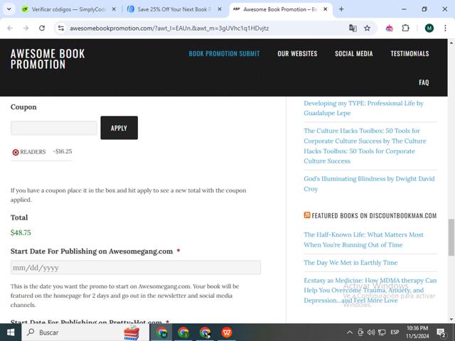 AWeber checkout page showing AWeber promo code box | Screenshot taken by SimplyCodes community member on Nov 6, 2024