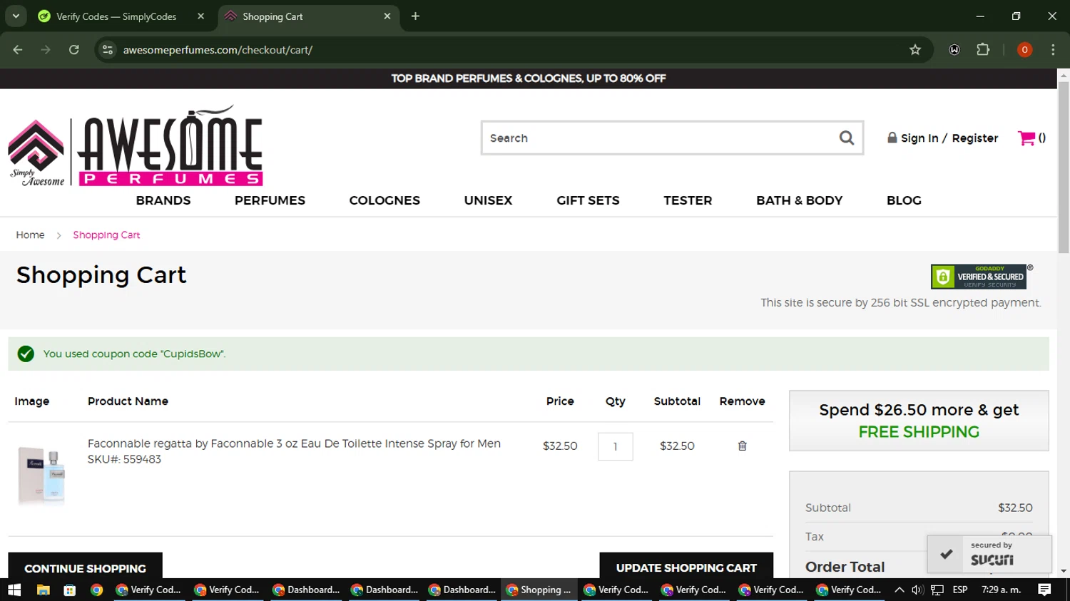Awesome Perfumes checkout page showing Awesome Perfumes discount code box | Screenshot taken by SimplyCodes community member on Feb 15, 2025