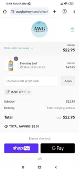 janelle10 coupon verification screenshot