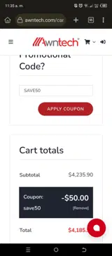 Save50 coupon verification screenshot