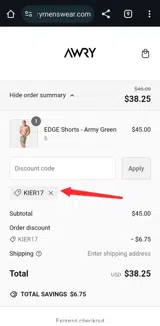 KIER17 coupon verification screenshot