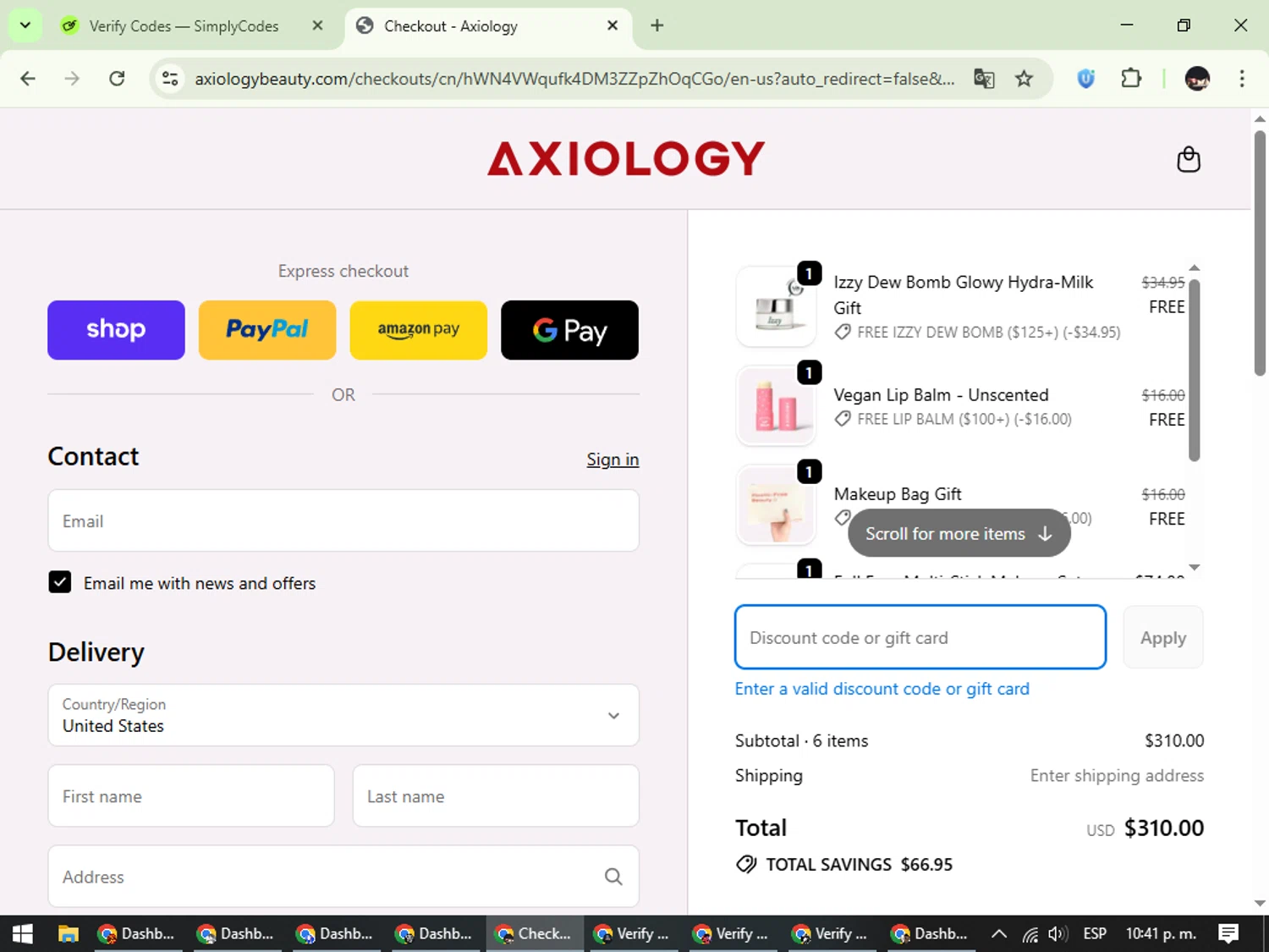 Axiology discount code screenshot showing code PLASTICFREEJULY applied at Axiology checkout page. Uploaded by SimplyCodes community member WonderCurator791 on Oct 25, 2025