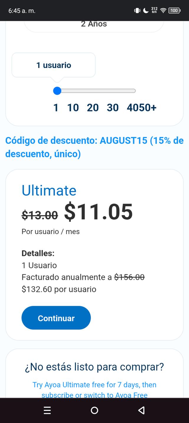 Ayoa checkout page showing Ayoa promo code box | Screenshot taken by SimplyCodes community member on Aug 29, 2025