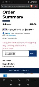Arizona State Sun Devils coupon verification screenshot