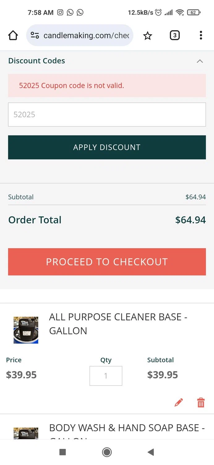 Aztec Candle and Soap Making Supplies promo code screenshot showing code 52025 applied at Aztec Candle and Soap Making Supplies checkout page. Uploaded by SimplyCodes community member Piolin on Jun 29, 2025