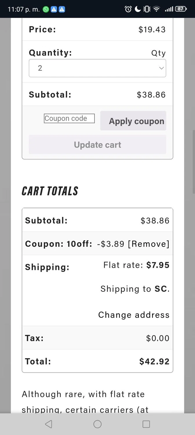 B3C Fuel promo code screenshot showing code 10OFF applied at B3C Fuel checkout page. Uploaded by SimplyCodes community member George09 on Jun 25, 2025