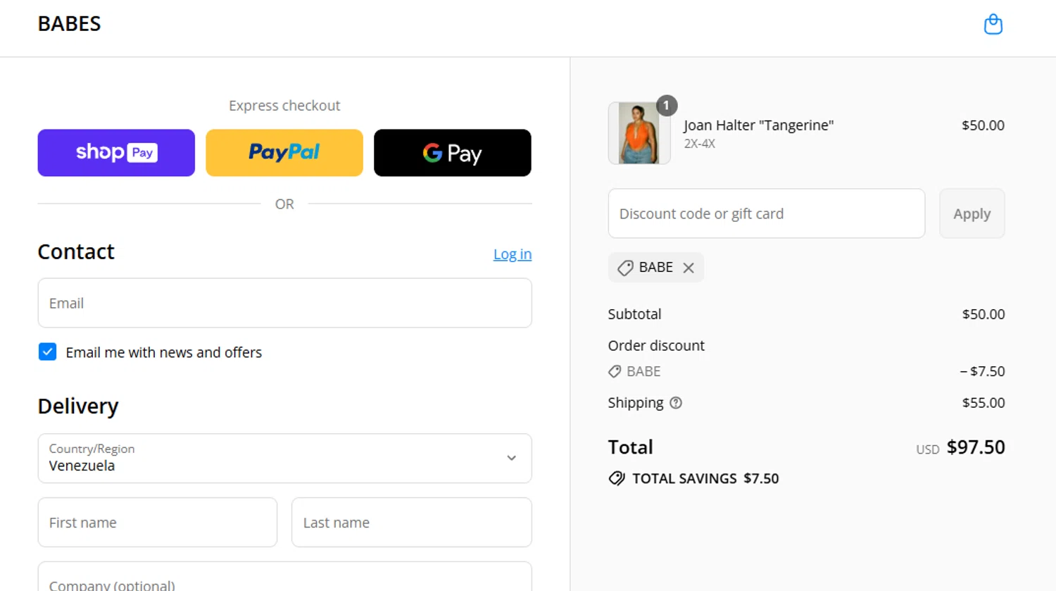 BABES promo code screenshot showing code Babe applied at BABES checkout page. Uploaded by SimplyCodes community member aumentadax10 on Aug 24, 2025