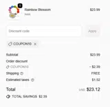 COUPON10 coupon verification screenshot