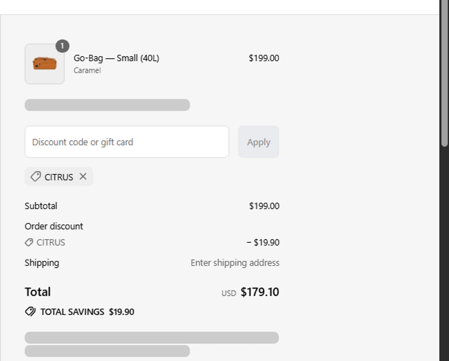 Baboon To The Moon discount code screenshot showing code CITRUS applied at Baboon To The Moon checkout page. Uploaded by SimplyCodes community member ELREAL7 on Jul 10, 2025