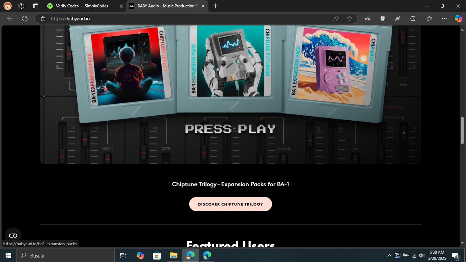 BABY Audio discount code screenshot showing code SUMMER10 applied at BABY Audio checkout page. Uploaded by SimplyCodes community member Blackleg_Sanji on Mar 28, 2025