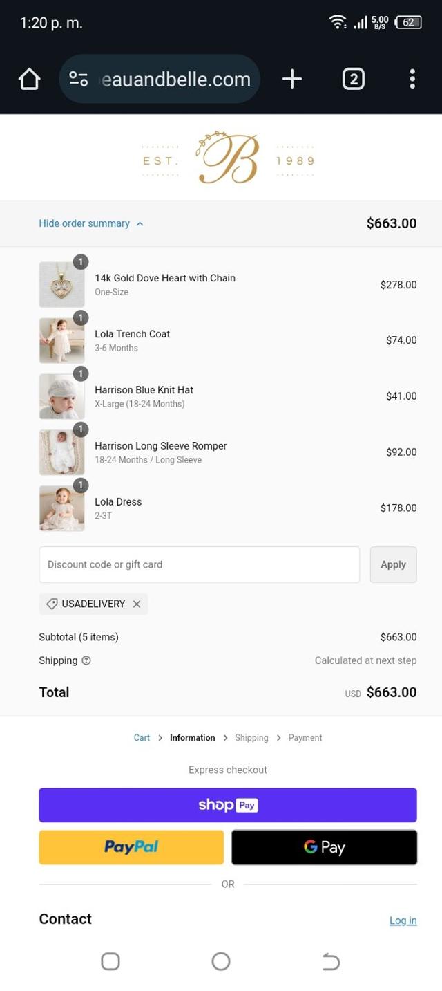Baby Beau & Belle checkout page showing Baby Beau & Belle promo code box | Screenshot taken by SimplyCodes community member on Sep 22, 2024