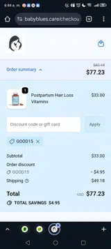 GOOD15 coupon verification screenshot