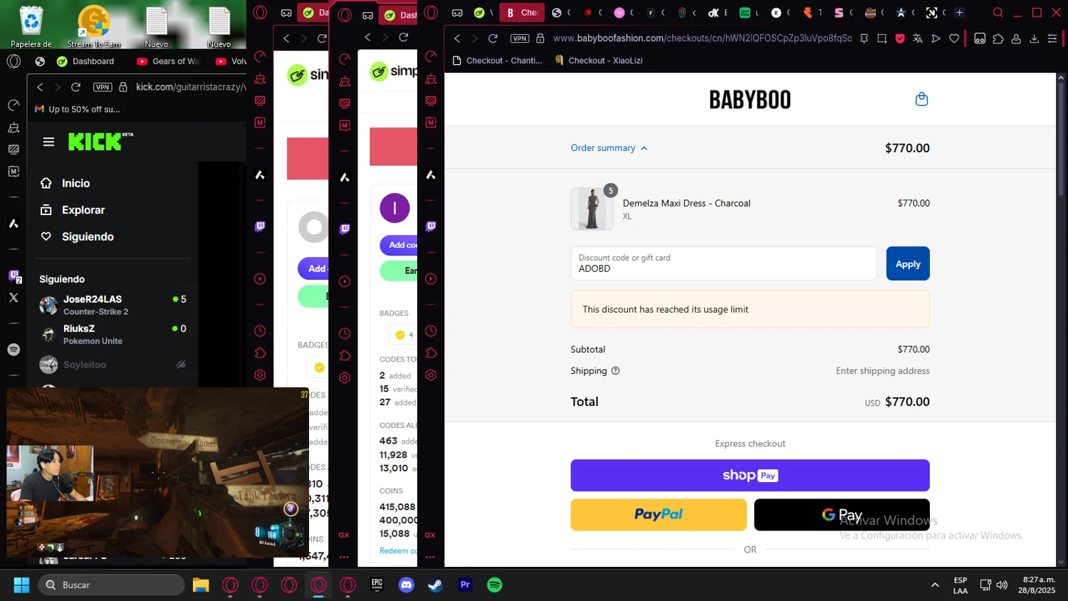 Babyboo Fashion discount code screenshot showing code ADOBD applied at Babyboo Fashion checkout page. Uploaded by SimplyCodes community member Halanweik on Aug 28, 2025