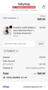 FLASH15 coupon verification screenshot
