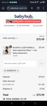4CARTA15 coupon verification screenshot