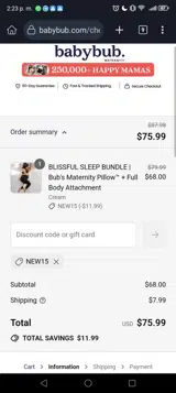 NEW15 coupon verification screenshot