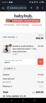 HOP15 coupon verification screenshot