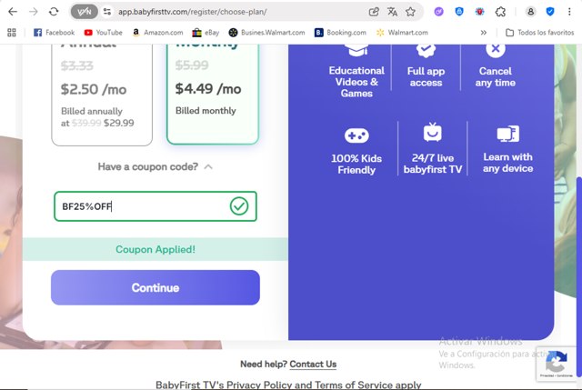 Baby First TV checkout page showing Baby First TV promo code box | Screenshot taken by SimplyCodes community member on Aug 24, 2025