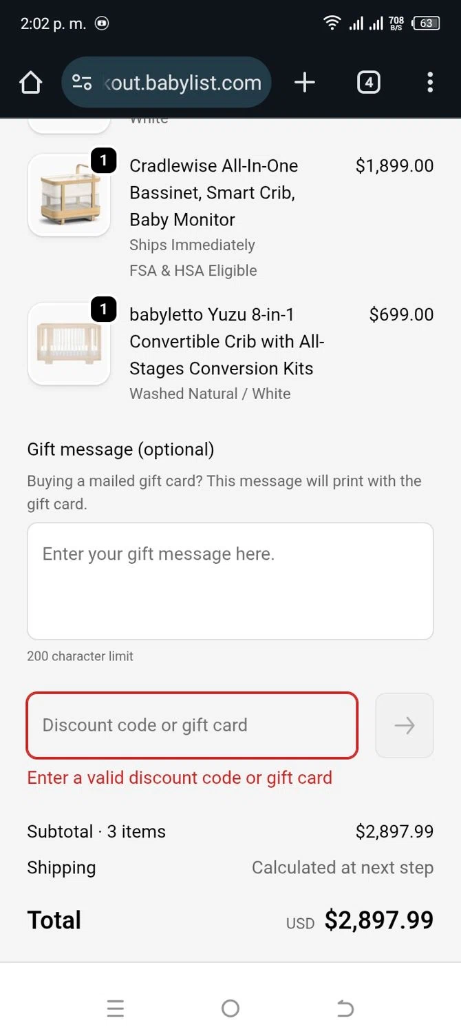 Babylist promo code screenshot showing code BOBBIEBABYLIST25 applied at Babylist checkout page. Uploaded by SimplyCodes community member MightyBoss5795 on Dec 28, 2025