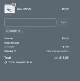 ALLI10 coupon verification screenshot
