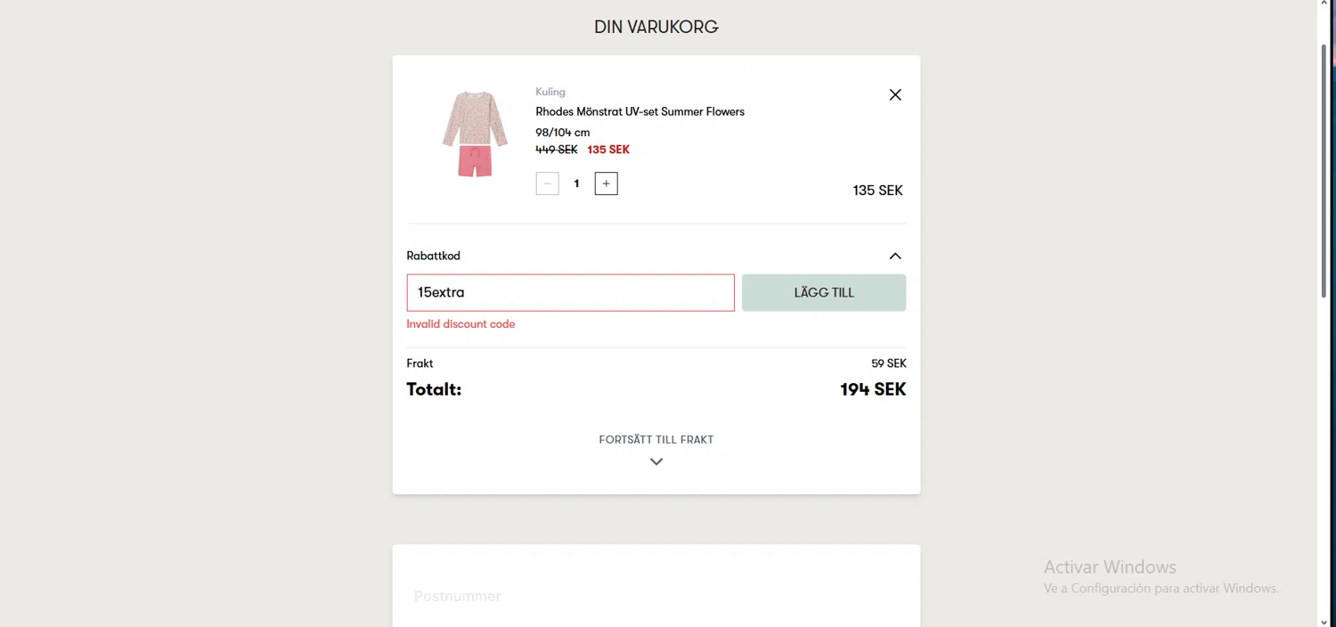 Babyshop promo code screenshot showing code 15extra applied at Babyshop checkout page. Uploaded by SimplyCodes community member comepingas on Jul 3, 2025