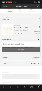 Babyshop coupon verification screenshot