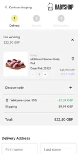 Babyshop coupon verification screenshot