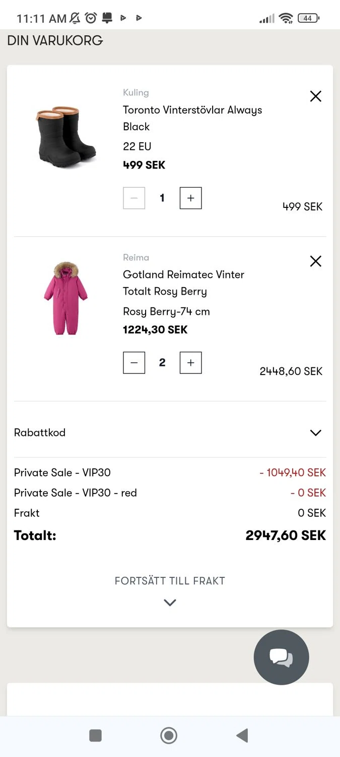 Babyshop promo code screenshot showing code VIP30 applied at Babyshop checkout page. Uploaded by SimplyCodes community member manuelescobar on Dec 8, 2025