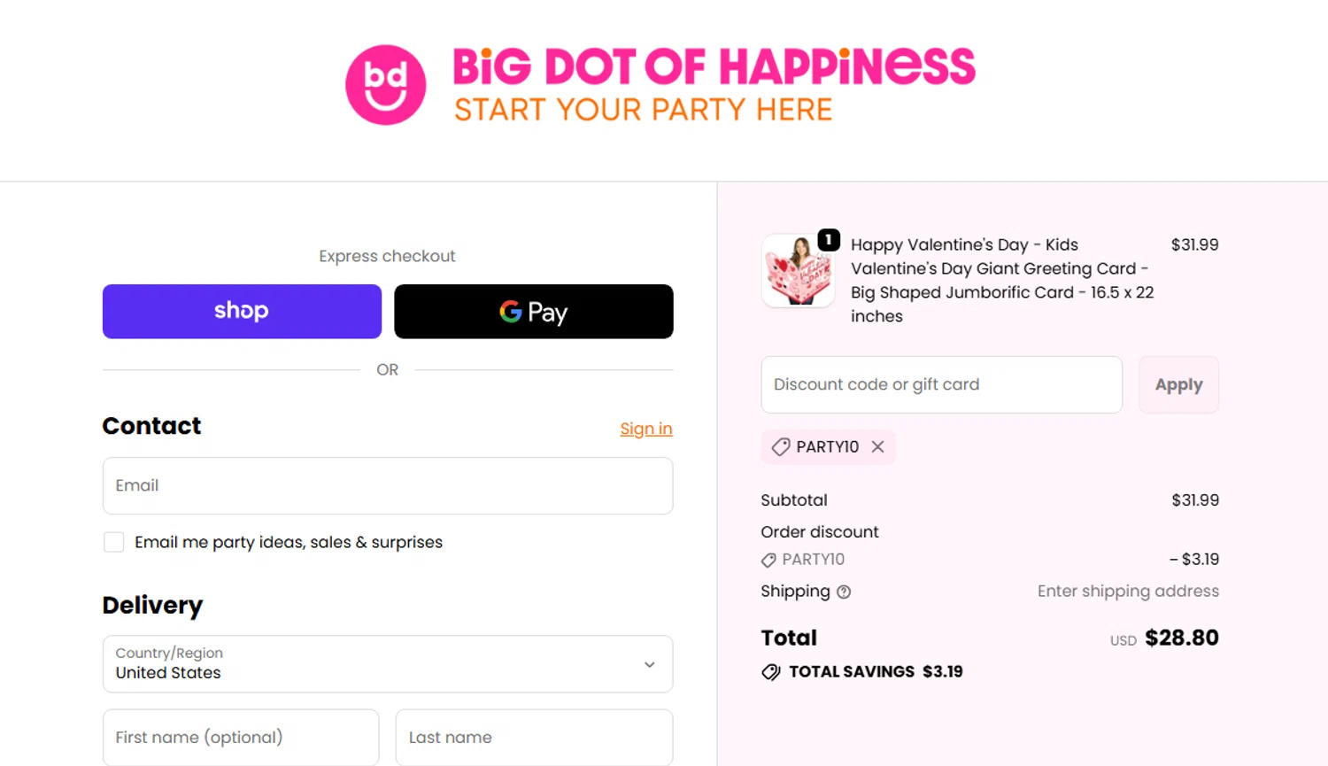 BabyShowerStuff.com checkout page showing BabyShowerStuff.com promo code box | Screenshot taken by SimplyCodes community member on Jan 8, 2026