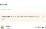 WELCOME10 coupon verification screenshot