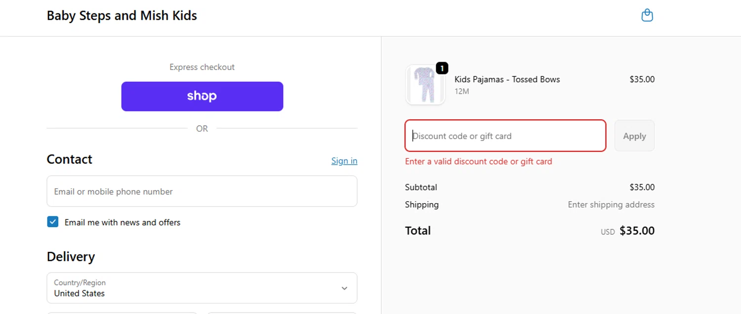 Baby Steps and Mish Kids promo code screenshot showing code WELCOMEBACK applied at Baby Steps and Mish Kids checkout page. Uploaded by SimplyCodes community member GloriousSaver4644 on Oct 18, 2025
