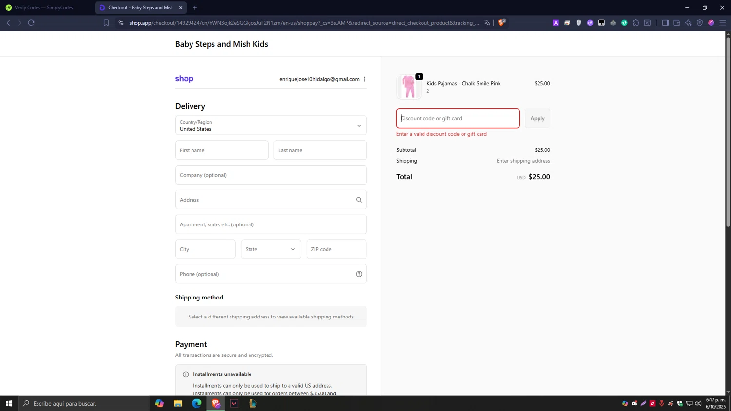 Baby Steps and Mish Kids promo code screenshot showing code SUMMER applied at Baby Steps and Mish Kids checkout page. Uploaded by SimplyCodes community member Tragedy on Oct 6, 2025