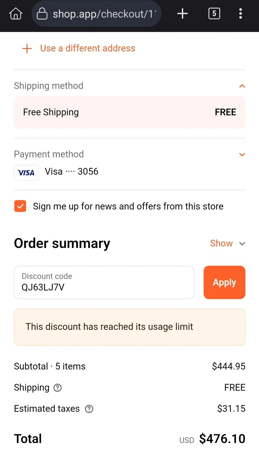 Baby Trend discount code screenshot showing code QJ63LJ7V applied at Baby Trend checkout page. Uploaded by SimplyCodes community member enriquelopez on Jun 25, 2025