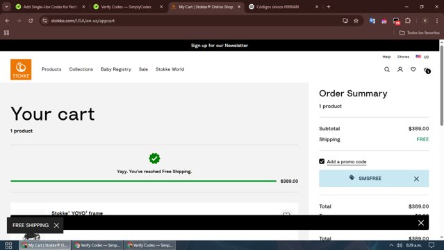 Babyzen checkout page showing Babyzen discount code box | Screenshot taken by SimplyCodes community member on Mar 16, 2025