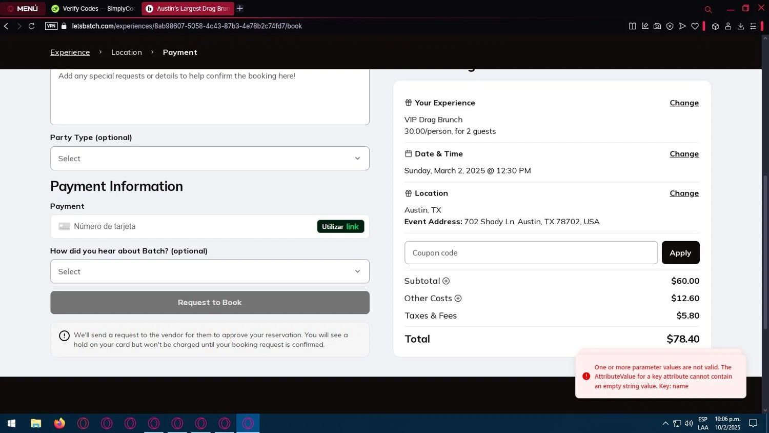 Bach promo code screenshot showing code WANDERLUST25 applied at Bach checkout page. Uploaded by SimplyCodes community member JuanCones361 on Feb 11, 2025