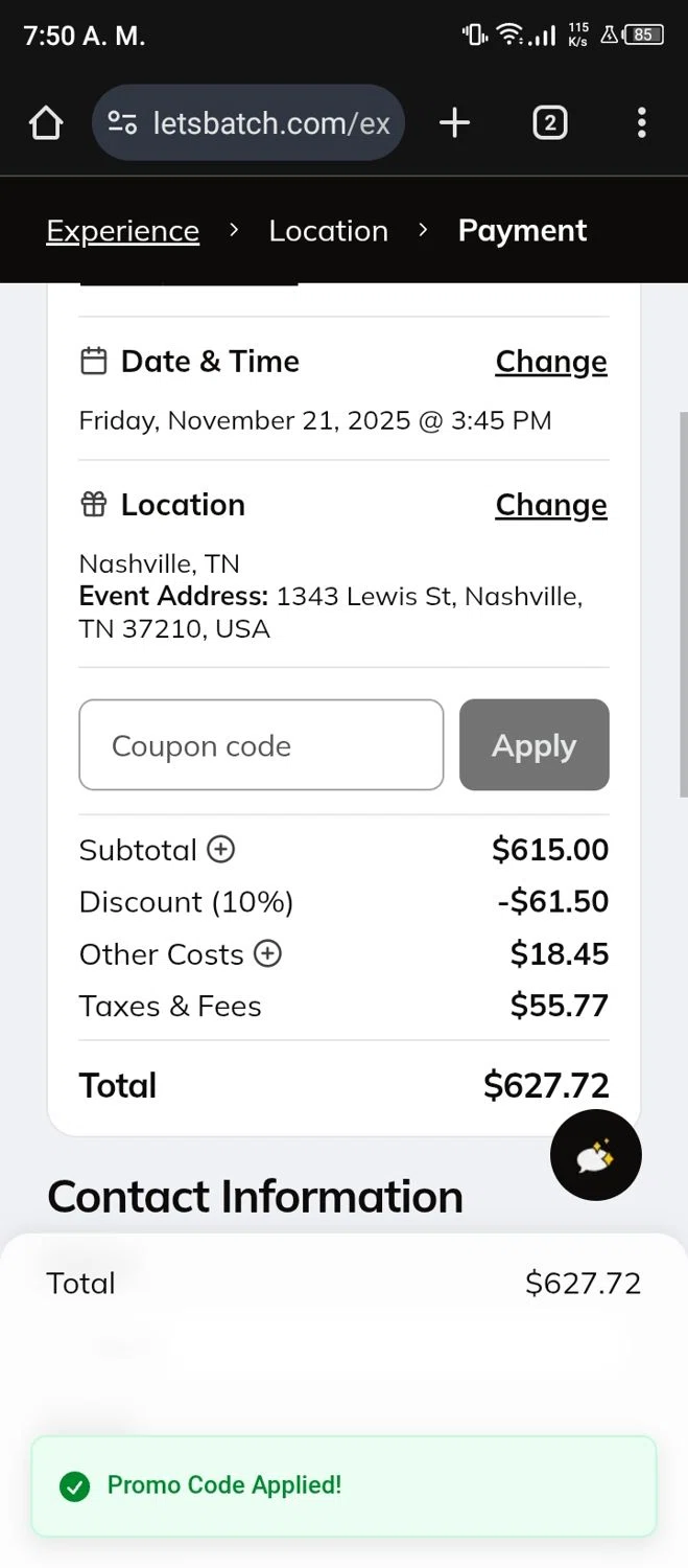 Bach promo code screenshot showing code BPTU10X04 applied at Bach checkout page. Uploaded by SimplyCodes community member Usermarielinda on Nov 6, 2025