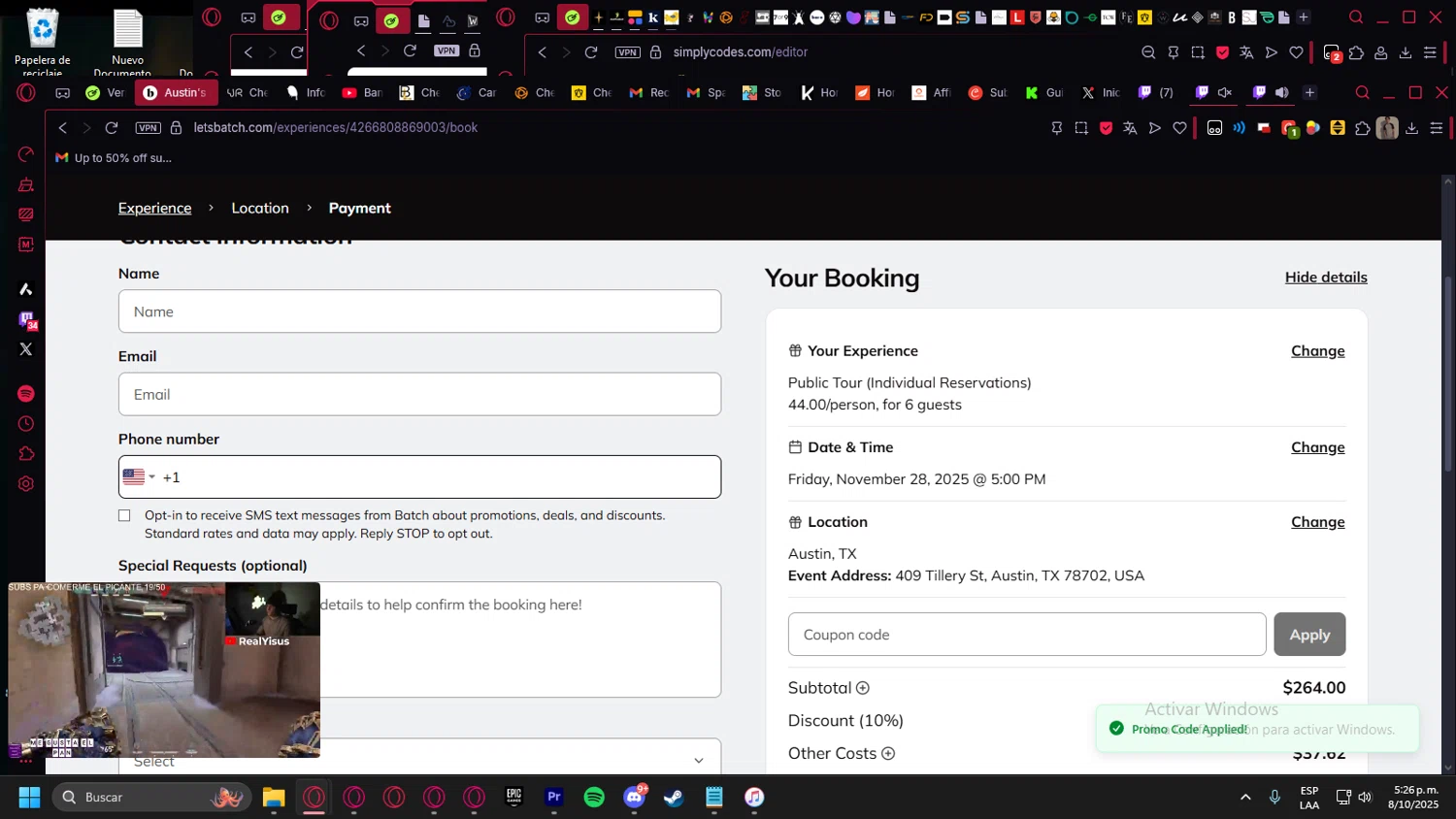 Bach promo code screenshot showing code BPTU10X04 applied at Bach checkout page. Uploaded by SimplyCodes community member kurcovein on Oct 8, 2025