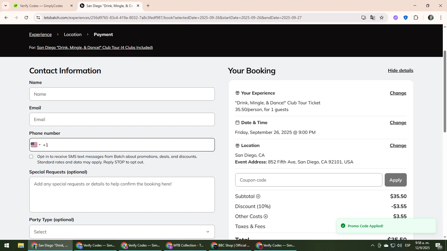 Bach promo code screenshot showing code HOTSPOT10 applied at Bach checkout page. Uploaded by SimplyCodes community member CleverLynx6871 on Sep 12, 2025